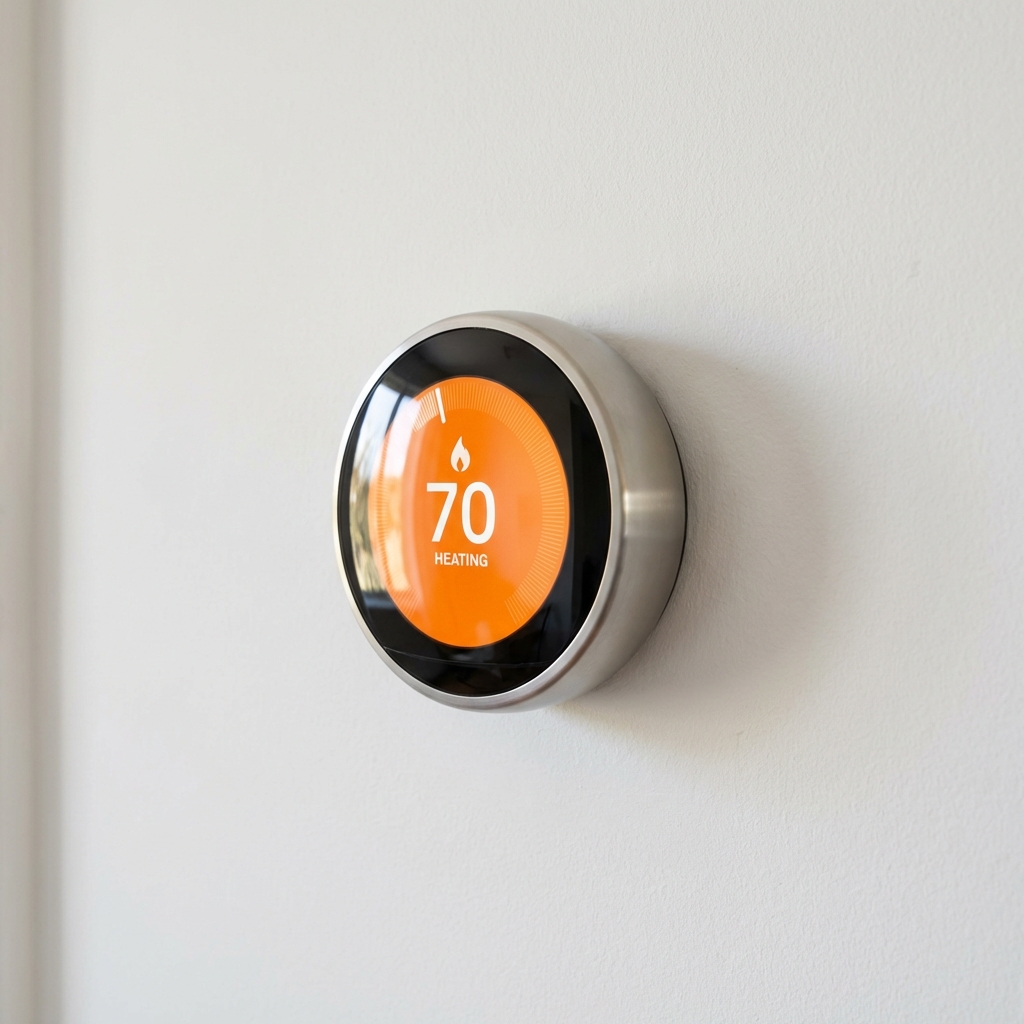 Google Nest Learning Thermostat on wall